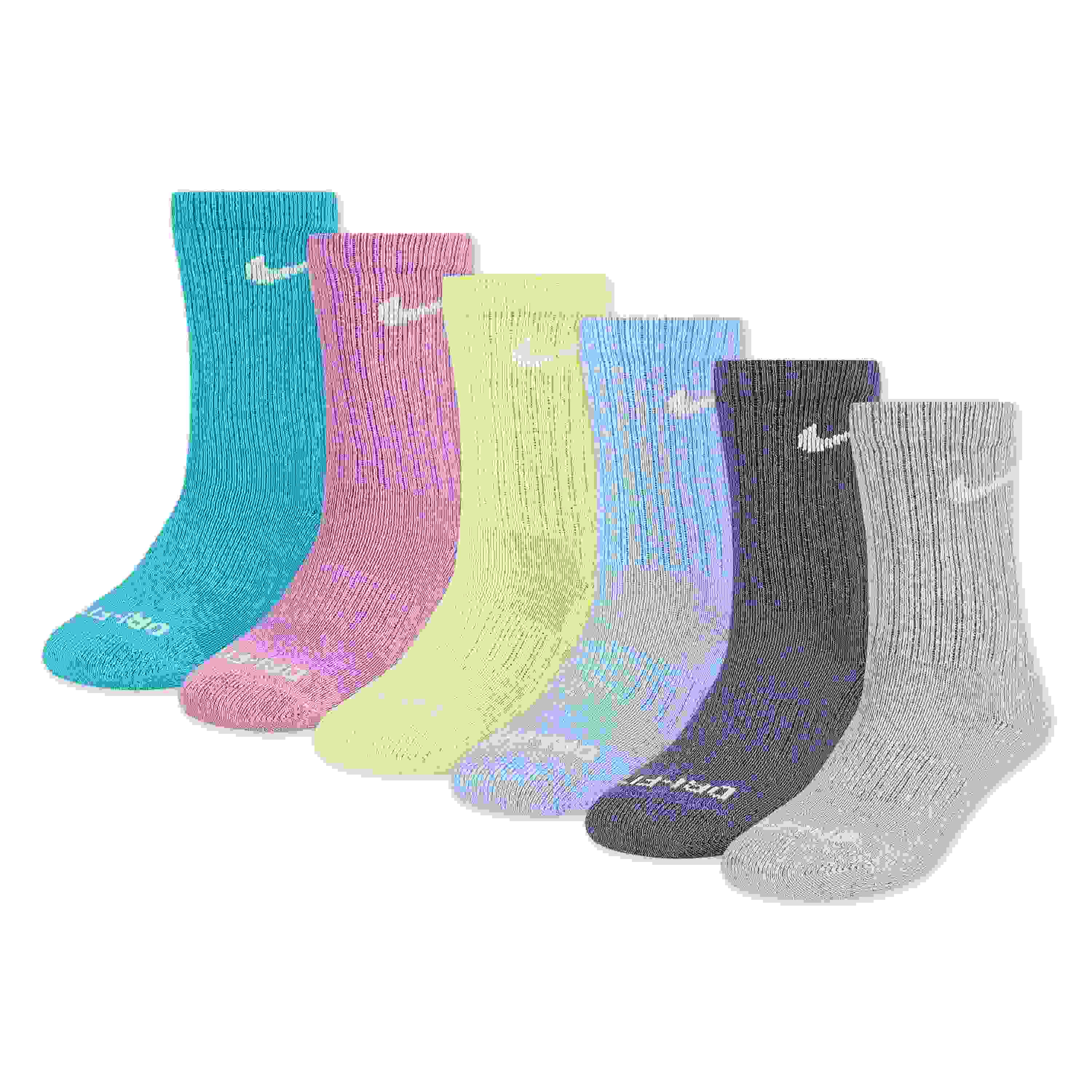 Nike Dri-FIT 6-Pack Kids' Lt Multi-Color Crew Socks
